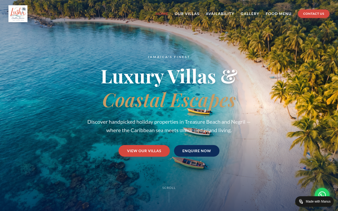 Lush Coastline Jamaica website screenshot