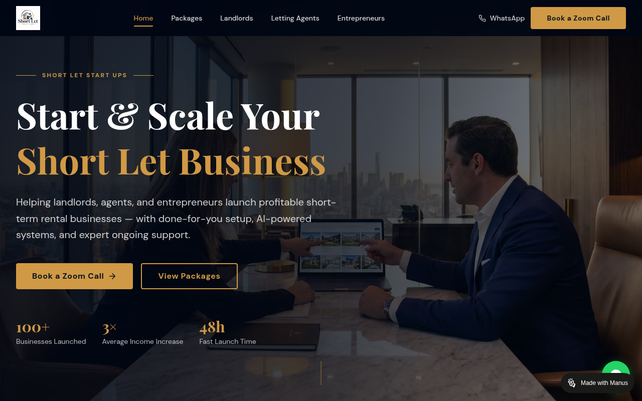 Short Let Startup website screenshot